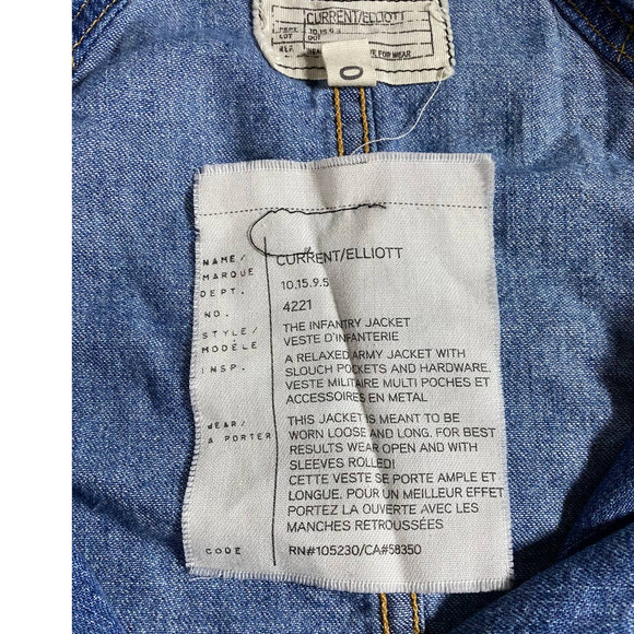 Current/Elliot Infantry Jacket Denim Women's L Military - Picture 4 of 9